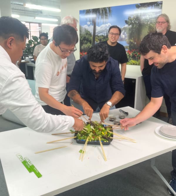 Engineers playing a lunchtime game in the office