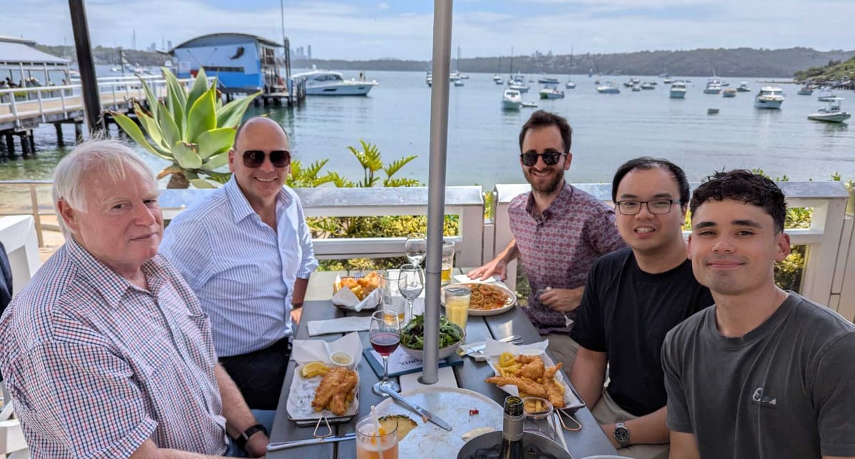 Team lunch by the water